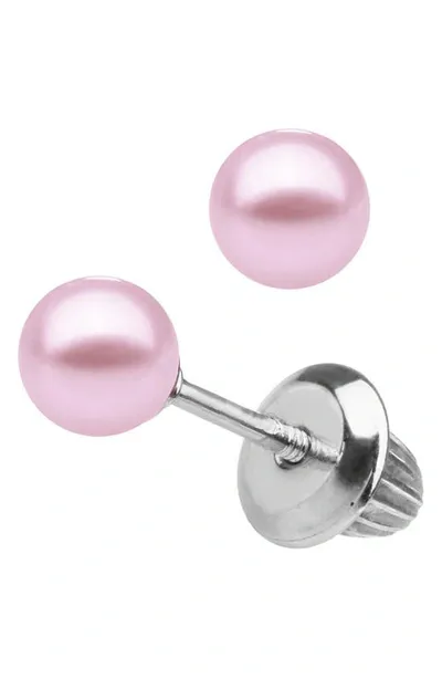 Mignonette Babies'  Sterling Silver & Cultured Pearl Earrings In Purple