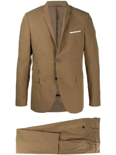 Neil Barrett Travel Fine Bi-stretch Gabardine Slim Suit In Camel