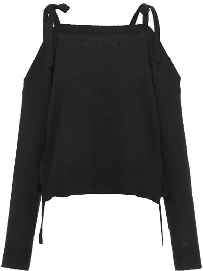 Prada Cashmere Open Shoulder Jumper In Black