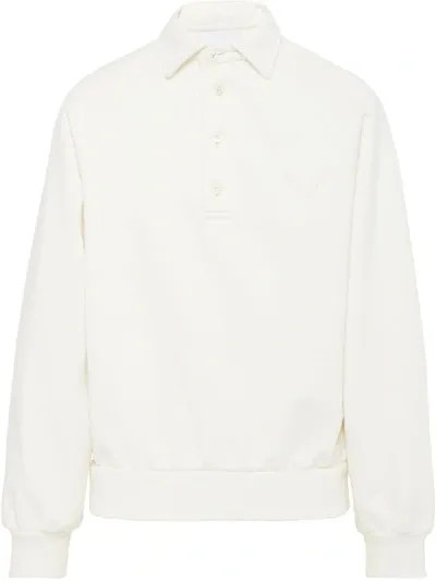 Prada Collared Sweatshirt In White