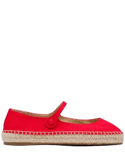 Prada Button-strap Espadrilles In Rot