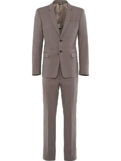 Prada Stretch Poplin Suit In Brown