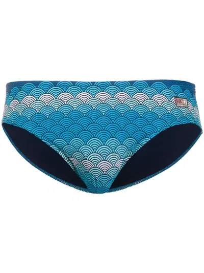 Mc2 Saint Barth Cayo Wave-print Swim Briefs In Blue