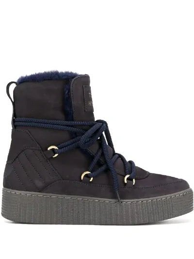 Tommy Hilfiger Shearling-lined Winter Boots In Blue