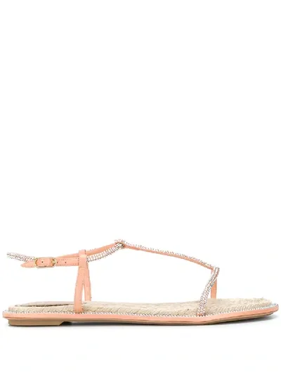 René Caovilla Diana Strass Espadrille 10mm Sandals In Orange