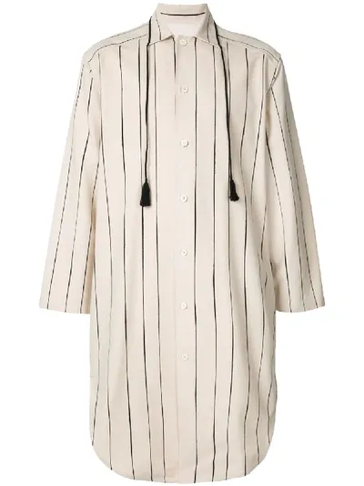 Jil Sander Long Striped Shirt In Neutrals