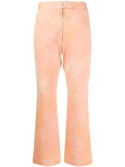 Ellery Tie Dye Print Cropped Trousers In Orange