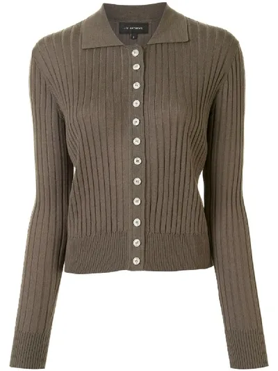 Lee Mathews Ribbed Slim-fit Cardigan In Green