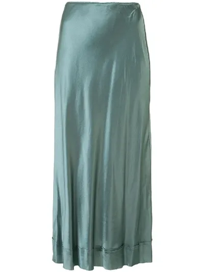 Lee Mathews Stella Satin Slip Skirt In Green