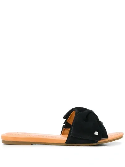 Ugg Bow Strap Sliders In Black