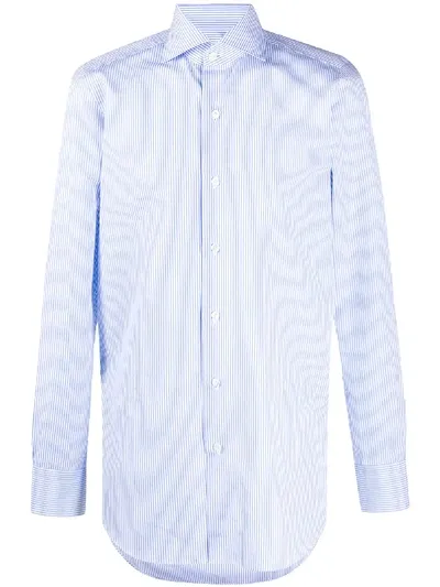 Finamore 1925 Napoli Oxford Striped Shirt In Blue