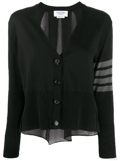 Thom Browne Sheer Detail Cardigan In Black