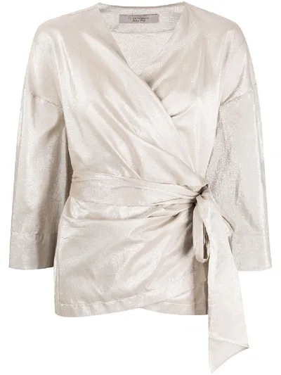 D-exterior Metallic Wrap-style Top In Neutrals