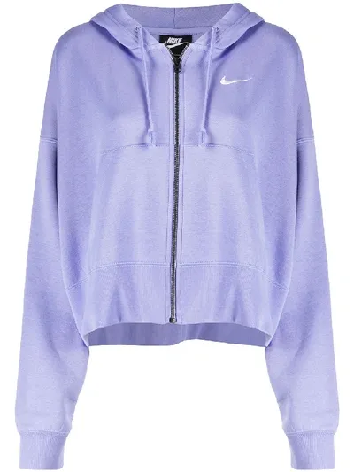 Nike Cropped Zip Hoodie In Purple