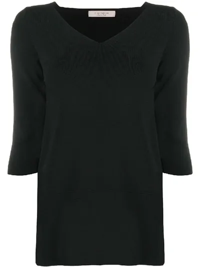 D-exterior Knitted Zigzag Pullover In Black