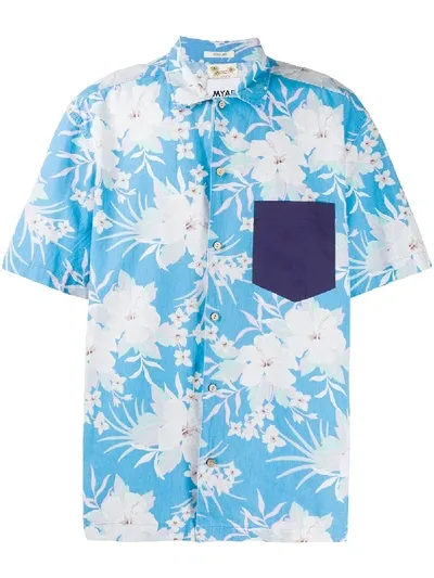 Myar Hawaiian Floral-print Shirt In Blue