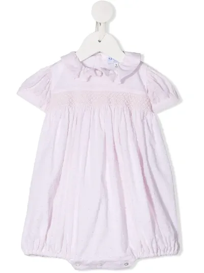 Siola Babies' Dot-embroidered Cotton Body In Pink