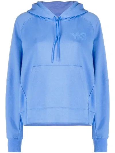 Y-3 Logo Print Hoodie In Blue