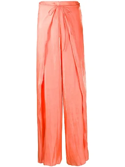 Kenzo Tie Front Fluid Trousers In Orange