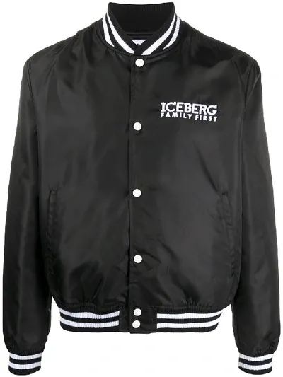 Family First X Iceberg Embroidered Logo Bomber Jacket In Black