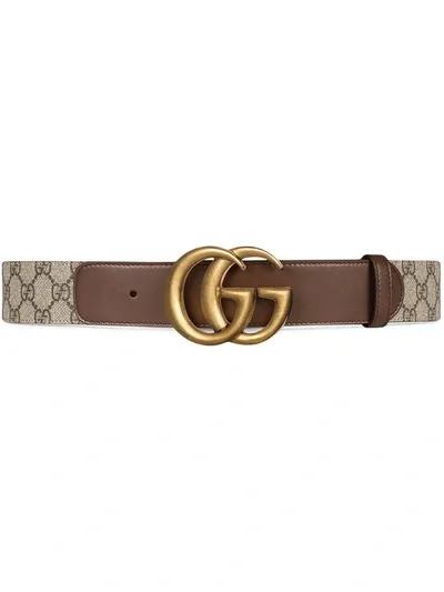 Gucci Double G Buckle Gg Belt In Brown