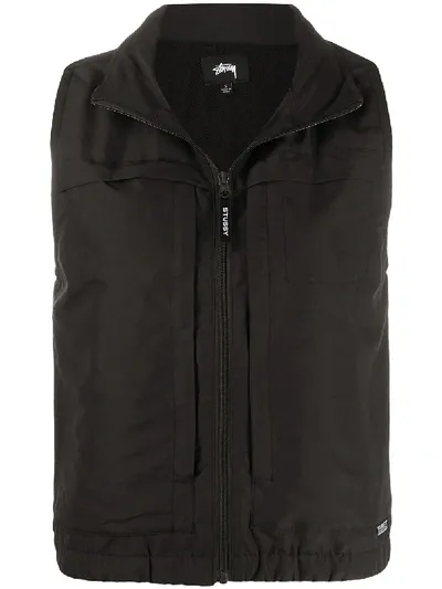 Stussy Plain Zipped Vest In Black