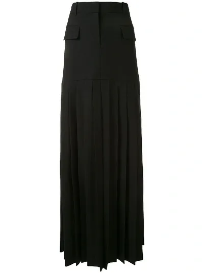 Vera Wang Pleated Maxi Skirt In Black