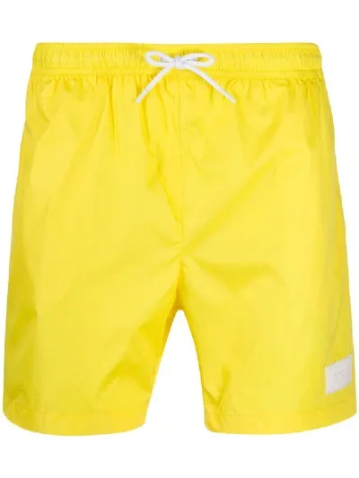 Dondup Logo Patch Swim Shorts In Yellow