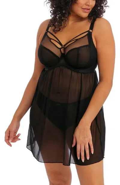 Elomi Sachi Full Figure Underwire Babydoll In Black