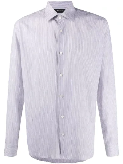 Z Zegna Pinstripe Classic Shirt In Grey