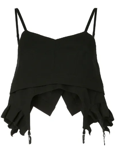 Vera Wang Asymmetric Cropped Top In Black