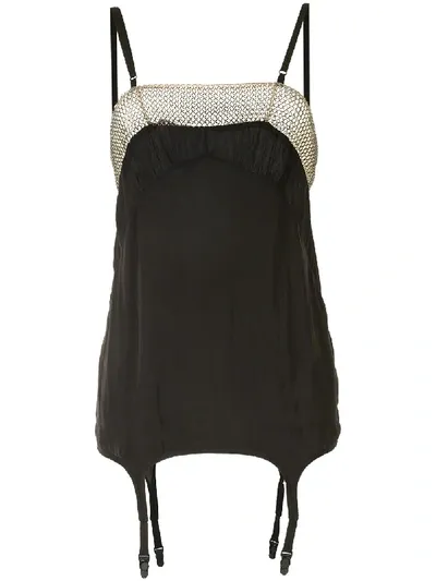 Vera Wang Chain-link Trim Short Dress In Black