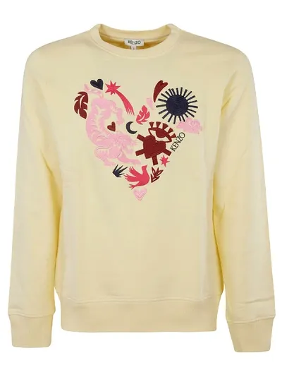 Kenzo Embroidered Logo Sweatshirt In Cream