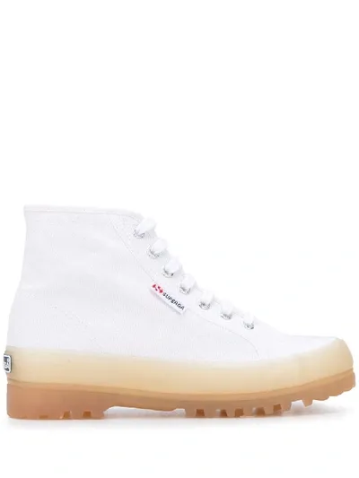 Superga High-top Contrast-sole Sneakers In White ,neutral