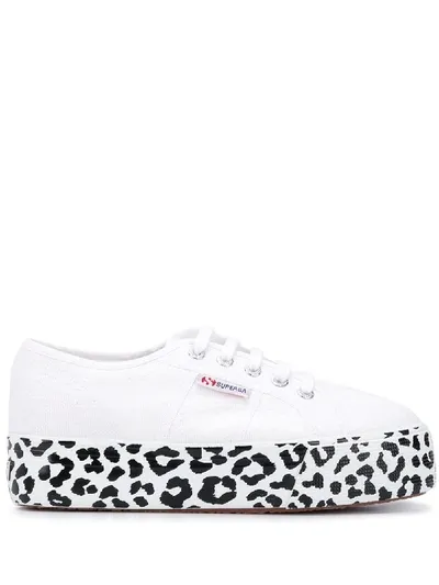 Superga Leopard-print Platform-sole Sneakers In White