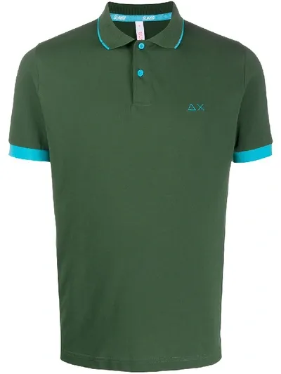 Sun 68 Logo Polo Shirt In Green