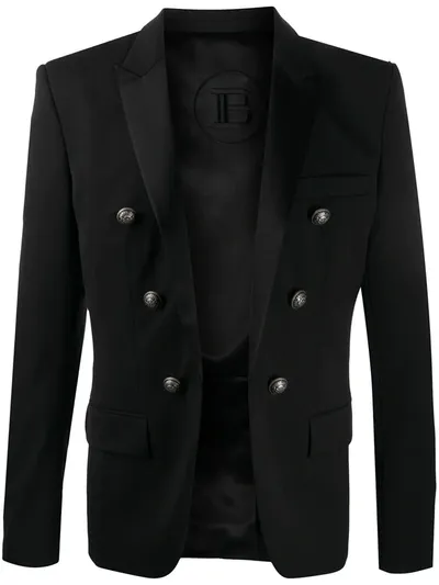 Balmain Double-breasted Peaked Lapels Blazer In Black