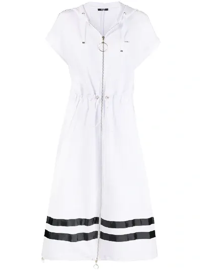 Liu •jo Zip-up Hooded Dress In White