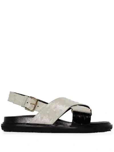 Marni Fussbett Leather Sandals In Neutrals