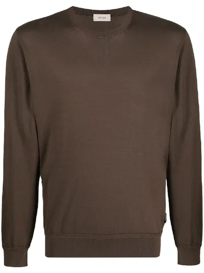 Z Zegna Fine Knit Jumper In Brown