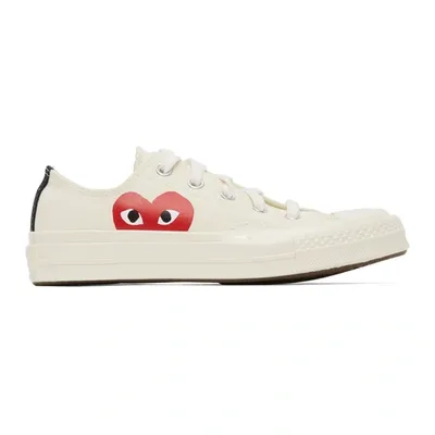 Comme Des Garçons Play Off-white Converse Edition Half Heart Chuck 70 Low Sneakers In Beige