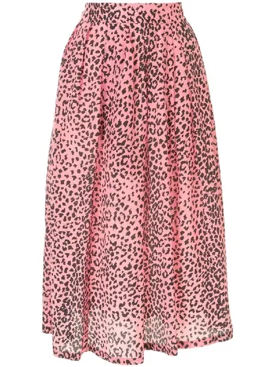 Etre Cecile Animal Print Silk Skirt In Pink