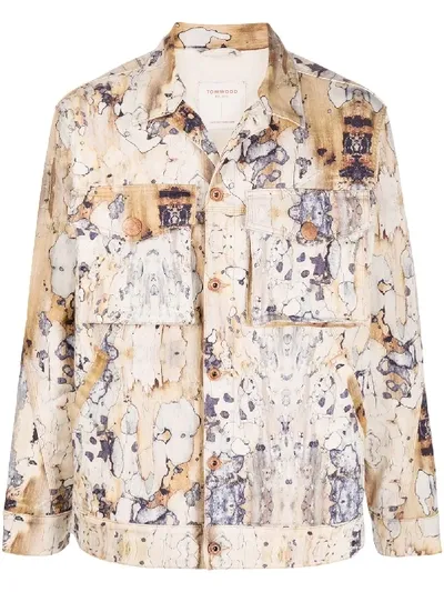 Tom Wood Ziggy Abstract-print Denim Jacket In Neutrals