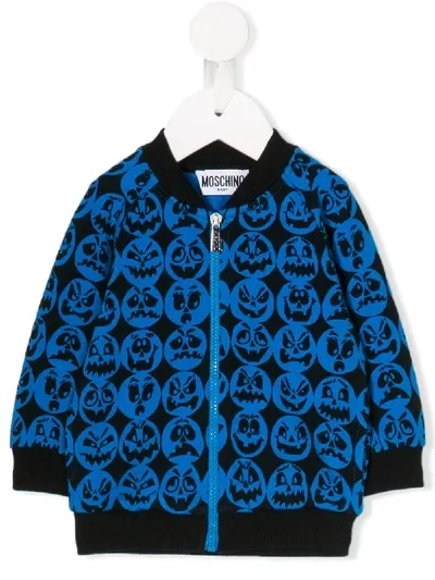 Moschino Babies' Monster Zip-up Jacket In Black