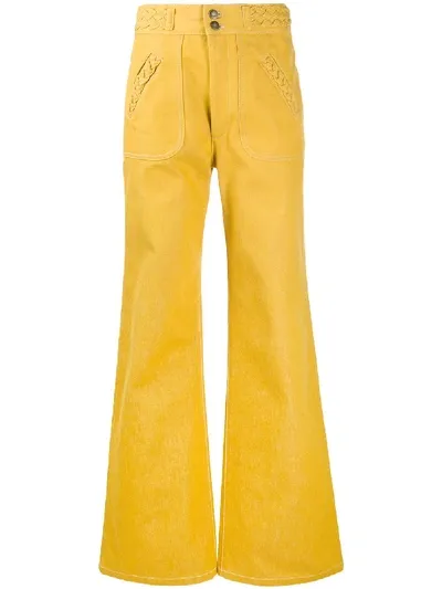 Marc Jacobs Braided Detail Wide-leg Trousers In Yellow