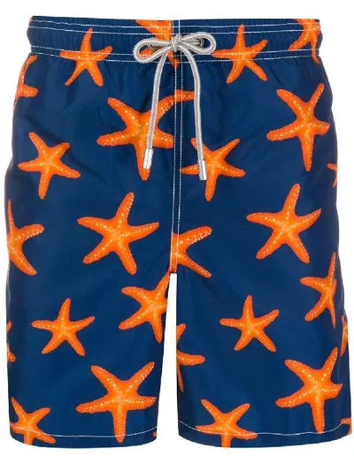 Mc2 Saint Barth Starfish Print Swim Shorts In Blue