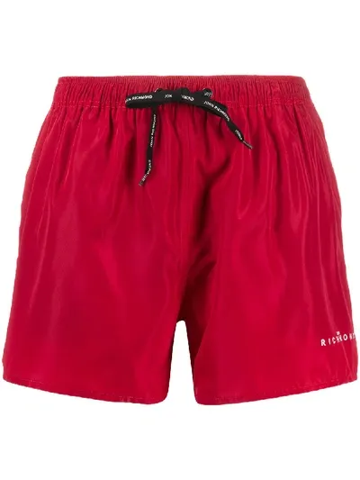 John Richmond Drawstring Logo Swim Shorts In Red