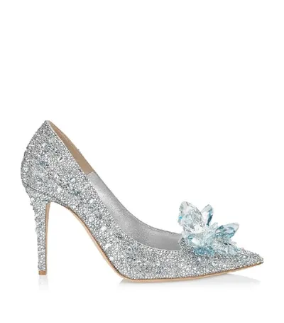 Jimmy Choo Alia 85 Embellished Pumps In Silver