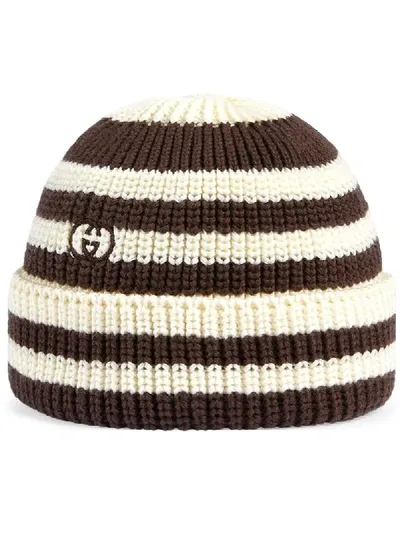 Gucci Kids' Striped Knit Beanie In White