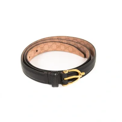 Pre-owned Gucci Leather Belt In Black